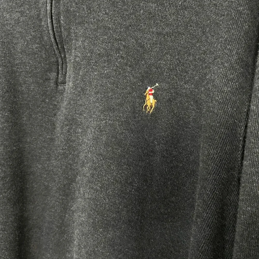 Polo Ralph Lauren Mens Estate‎ Rib 1/4 Zip Pullover Sweater Color Pony XL Gray